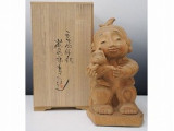 前島秀章　木彫置物「小さな友情」