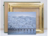 酒井英利 肉筆油彩画「嵐山雪景」