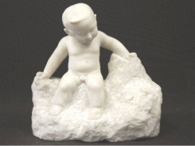 北村四海 大理石彫刻「子供と蛙」