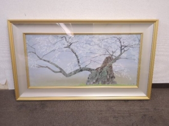 中島千波 手摺木版画 『神代桜』